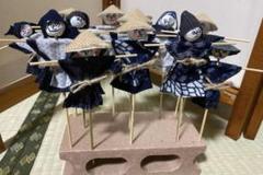 かかし 2人　ハンドメイド　古布　ちりめん細工