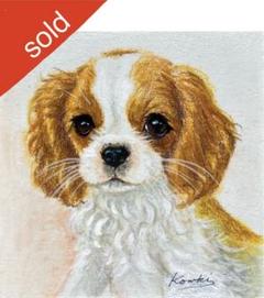 犬の絵アクリル画no.44 キャバリアミニ絵画