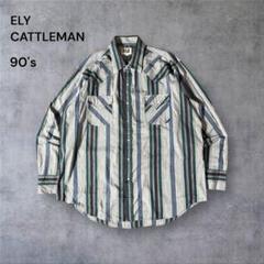 【659】90年代ELYウエスタンシャツストライプマルチカラーヴィンテージ古着