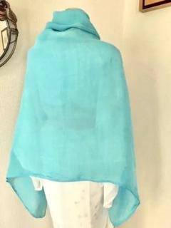 美色麻布リネン トルコブルー 古裂和布 蚊帳ハギレ 90 x140 細かで柔らか