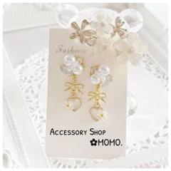 ビジュー♡リボン♡・:*ハンドメイドピアスorイヤリング♡