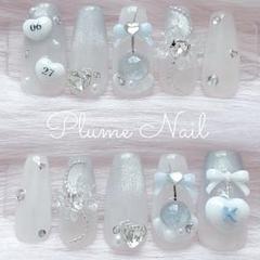 ♡ 水色 量産型 オタク 推し イニシャル 誕生日 ネイルチップ a369 ♡
