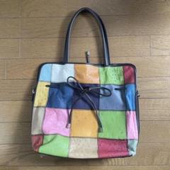 マルチカラー パッチワーク トートバッグ