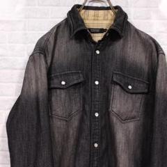 バーバリーブラックレーベル デニムシャツ ロゴ BURBERRY ノバチェック