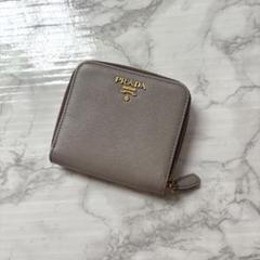 美品 PRADA プラダ サフィアーノレザー ラウンドファスナー 二つ折り財布