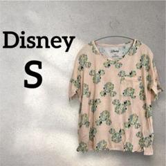 Disney 【S】葉柄 ミッキーの形 半袖Tシャツ