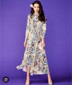 ★美品★CORCOVADO コルコバード　花柄ワンピース コルコバード CORCOVADO 花柄 ストライプ ジャージー ロング
