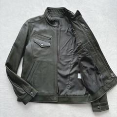 【美品】メンズビギ　Mens Bigi レザージャケット　カーキ　羊革　緑
