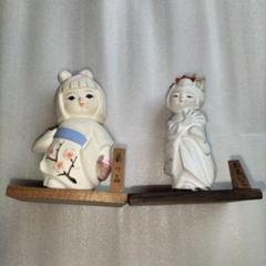 和風陶器人形 花模様 置物　焼き物人形　京人形のサムネイル