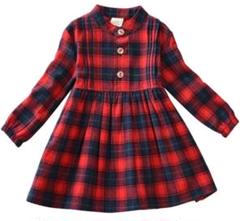 〆近々再出品！[LittleSpring] チェック ワンピース キッズ 長袖