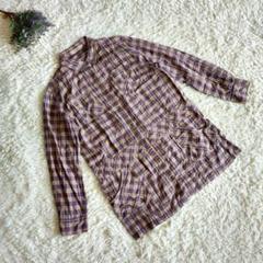 【CROCODILE】シャツ/L/長袖/チェック/チュニック/クロコダイル/羽織