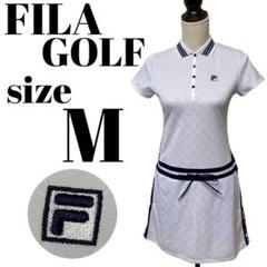 【GOLFウェア】FILA GOLF ポロワンピース 半袖 モノグラム Mサイズ