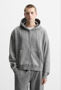 完売品ZARA ウォッシュ加工フーディ　М ウォッシュ加工フーディ - ダークグレー | ZARA Japan / 日本