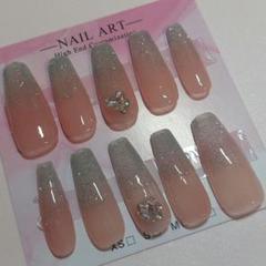フラッシュネイル ピンク キラキラ ハート ネイルチップ