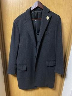 <良品>LARDINI ネイビー ウール チェスターコート サイズ48相当 美品> LARDINI 新ロゴ ネイビー ウール チェスターコート サイズ