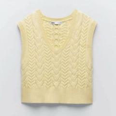 【未使用】ZARA ベスト（パステルイエロー） リネンベスト - イエロー | ZARA Japan / 日本