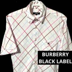 BURBERRY BLACK LABEL S M 半袖 チェック ピンク シャツ