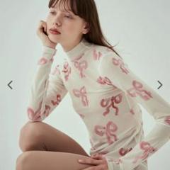 お値下げ可❗️【新品未使用】poppy リボン シースルートップス ポピー Blue ribbon see-through tops (High neck) – POPPY
