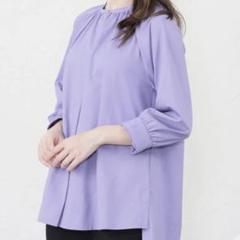 新品　AMACA タックネックレースカットソー　パープル