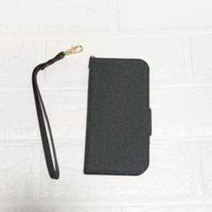 iPhone14/14Proケース 手帳型 ストラップ付 ブラック 6.1インチ