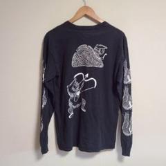サスクワァッチファブリックス Tシャツ ロンT 長袖 プリント 黒 メンズ 古着