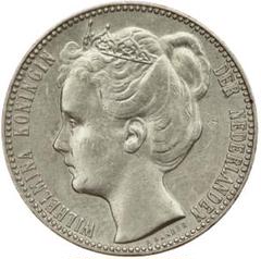1892年　オランダ 1 ガルデン 銀貨　クイーン ウィルヘルミナ 1892年オランダ ウィルヘルミナ女王 1ガルデン銀貨 - メルカリ