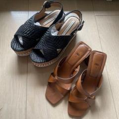 ZARA サンダル 2足セット ジュート厚底サンダル ブラウン