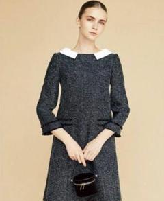 foxey フォクシー紺ツイードワンピース定価12万清楚