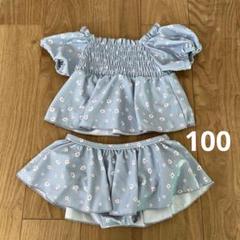 セパレート水着　花柄　水色　100サイズ