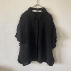☆未使用品　リブラ　半袖ブラウス　ショート丈　テロテロ　フリル袖 　黒　3659