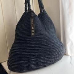 【美品】Christian peau カゴバッグ　本革メッシュ　レザー　黒