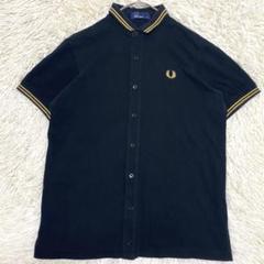 【美品✨】フレッドペリー 半袖 シャツ 鹿の子 ワンポイント 黒 金 M