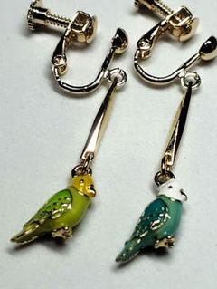 セキセイインコ　イヤリング　ハンドメイド　鳥