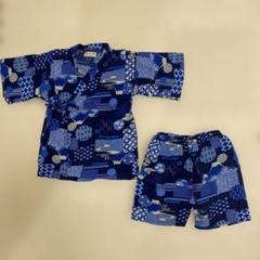 キッズ 甚平 男の子 サイズ120 ネイビー 日本製 富士山 和柄 美品