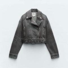 ZARA TRF デニム バイカージャケット Lサイズ グレー - メルカリ