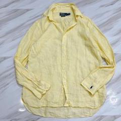 【美品✨】ポロラルフローレン M リネンシャツ 長袖 イエロー 麻100% POLO RALPH LAUREN - 【人気】ポロラルフローレン リネンシャツ