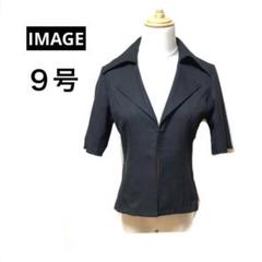 （IMAGE）半袖ボレロ　レーヨン混ジャケット　ブラック　９号 薄手　夏物