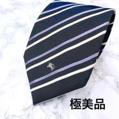 ☆極美品☆☆BURBERRYネクタイ ホースロゴ　ストライプ柄　シルク100％