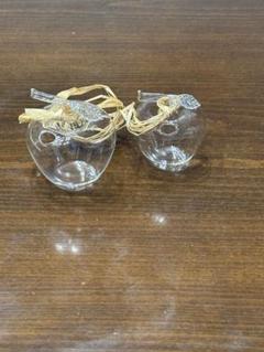 リンゴ型ガラス花器 2個セット