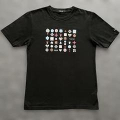 バーバリー　ブラックレーベル　Tシャツ　モノグラム柄　黒　2/M