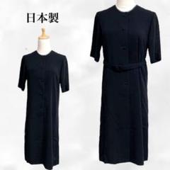 ワンピース【M】ブラック 無地/シンプルフォーマル/ 冠婚葬祭/礼服 日本製