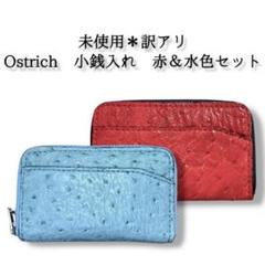 《未使用》訳あり レトロ オーストリッチ 小銭入れ カードケース 赤＆水色セットのサムネイル