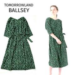 美品✨ボールジィ ポリエステルマーガレットプリント ウエストギャザーワンピース