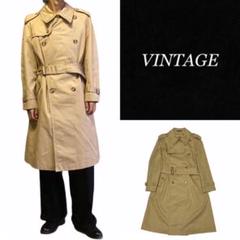 Vintage トレンチコート キャメル モダン レトロ 古着
