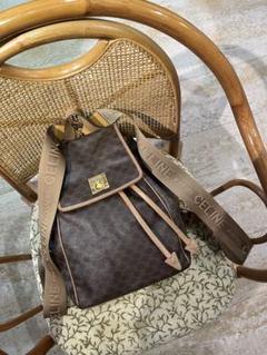 レアやロゴ紐CELINE ブラウンレザーリュック　セリーヌバッグショルダーのサムネイル