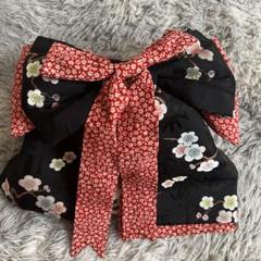 女の子 七五三 作り帯 梅 黒地 美品 リボン