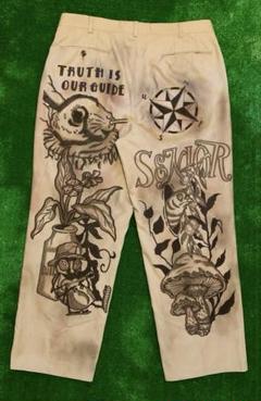 ハンドペイント メモリアルパンツ ワイドパンツ リメイク ヴィンテージ 50s ワイドパンツ メモリアルパンツ ハンドペイント リメイク