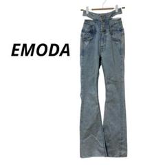 【エモダ】ハイウエストデニム フレア パギンス ダメージ カットアウト(XS) Amazon | [エモダ] デニム レディース カットアウト リボン ハイ