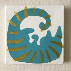 猫の絵　モダンアート　パネル　シンプル　ミッドセンチュリー　絵画　現代アート