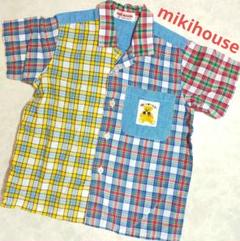 mikihouse　半袖シャツ　チェック柄　日本製　90　ベアー　くま